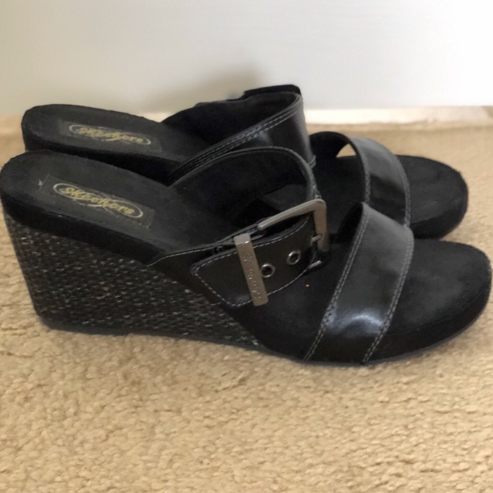 Black sketchers wedges size 10